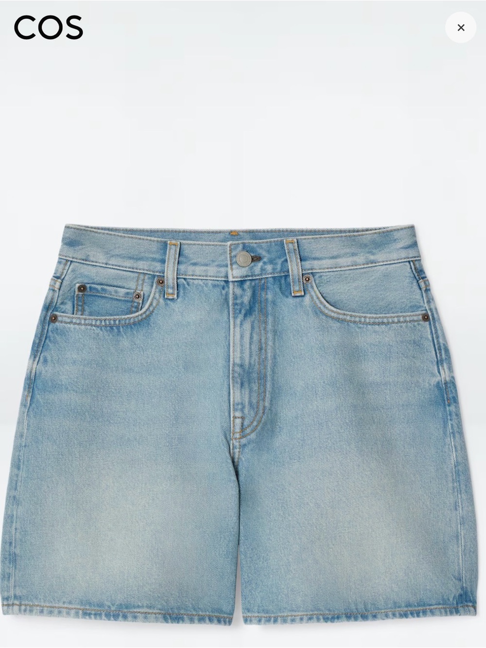 COS High Rise Light Wash Denim Shorts